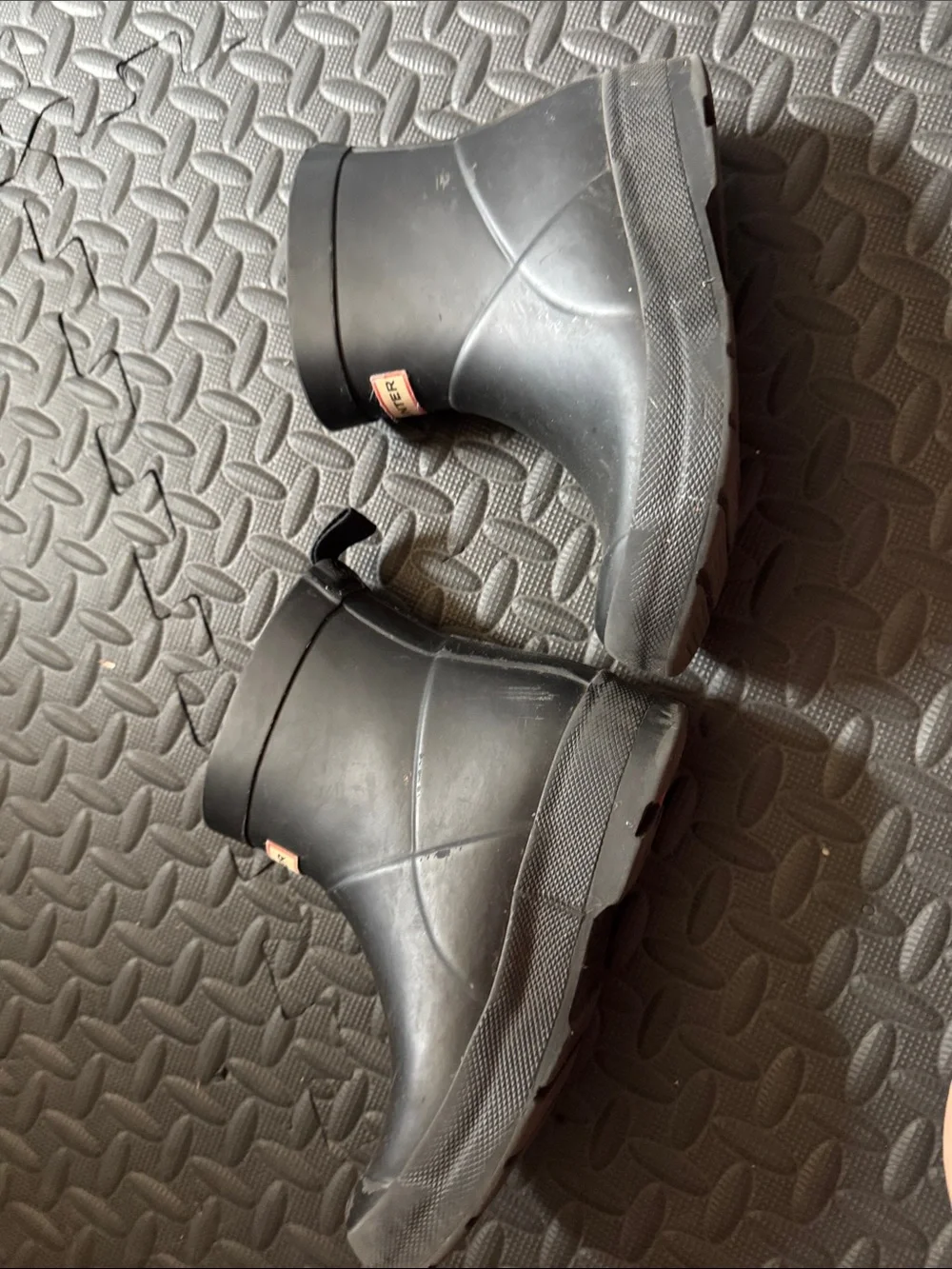 Hunter Kids Black Rain Boots with Logo Patch
